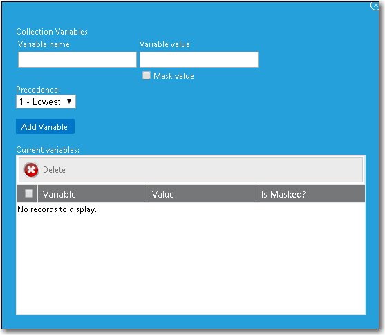 Collection Variables Dialog Box