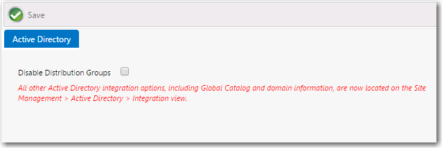 Settings View / Active Directory Tab
